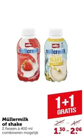 Coop Müllermilk of shake aanbieding