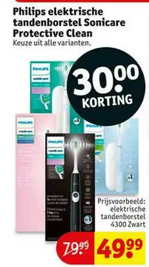 Kruidvat Philips Elektrische Tandenborstel Sonicare Protective Clean 30.⁰⁰ Korting aanbieding