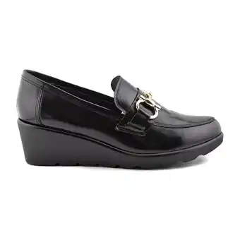 Spartoo Mocassins casual mocasines negros de piel con cuña by aanbieding