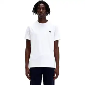 Spartoo T-shirt korte mouw fred perry camiseta blanca hombre ringer m3519 aanbieding