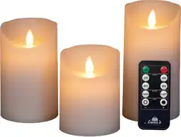 Intratuin Anna's collection led stompkaars met timer rustiek wit d 7,5 h 10 / 12,5 / 15 cm 3 stuks aanbieding