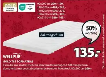 Jysk Wellpur® gold t65 topmatras my aanbieding