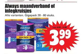 Dirk Always maandverband of inlegkruisjes aanbieding