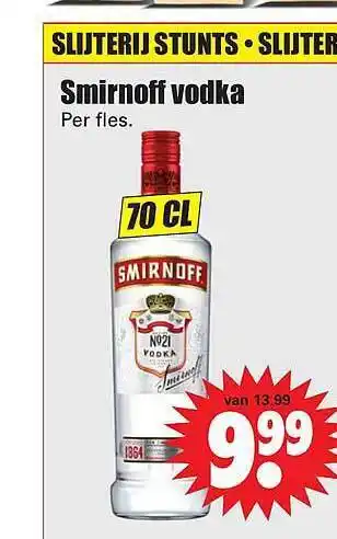 Dirk Smirnoff vodka 70 CL aanbieding