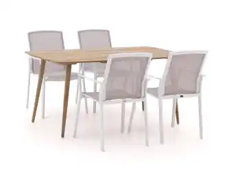 Kees Smit Bellagio dranera/rough-k 160cm dining tuinset 5-delig stapelbaar aanbieding