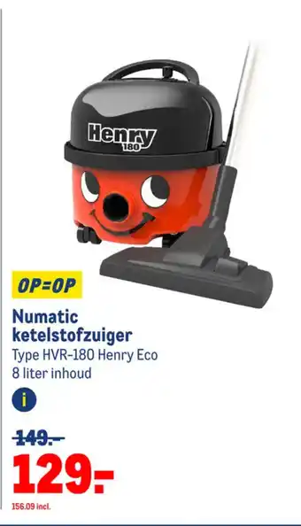 Makro Numatic ketelstofzuiger Type HVR-180 Henry Eco 8 liter inhoud aanbieding