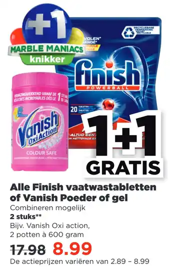 PLUS Alle Finish vaatwastabletten of Vanish Poeder of gel aanbieding