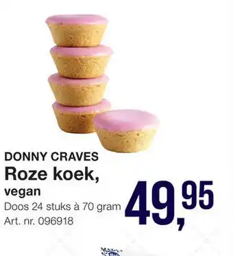 Bidfood Donny craves Roze koek, vegan 70 gram aanbieding