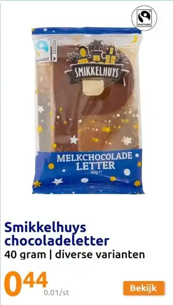 Action Smikkelhuys chocoladeletter aanbieding