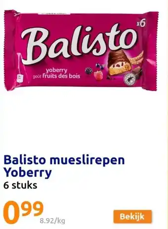 Action Balisto mueslirepen Yoberry 6 stuks aanbieding