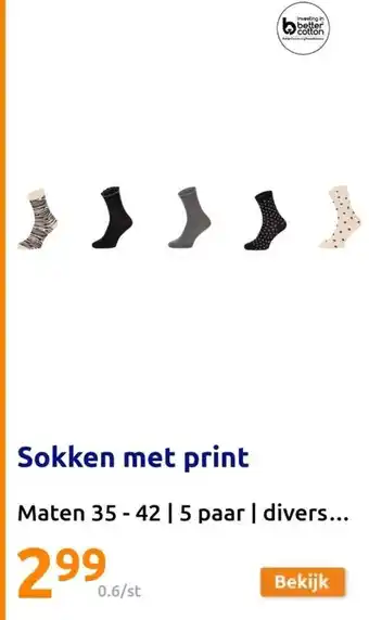 Action Sokken met print Maten 35-42 | 5 paar | divers... aanbieding