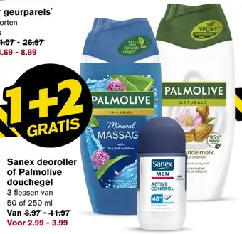 Hoogvliet Sanex deoroller of Palmolive douchegel aanbieding