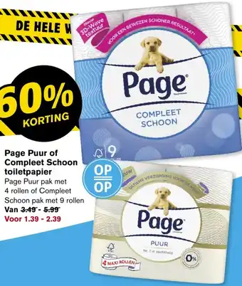 Hoogvliet Page Puur of Compleet Schoon toiletpapier aanbieding