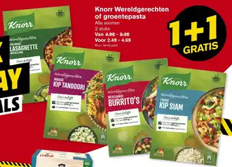 Hoogvliet Knorr Wereldgerechten of groentepasta aanbieding