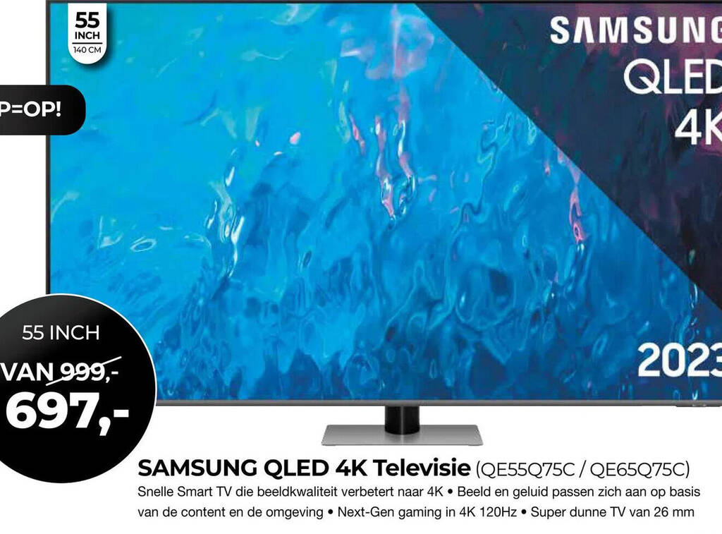 SAMSUNG QLED 4K Televisie (QE55Q75C/QE65Q75C) 55 INCH aanbieding bij EP