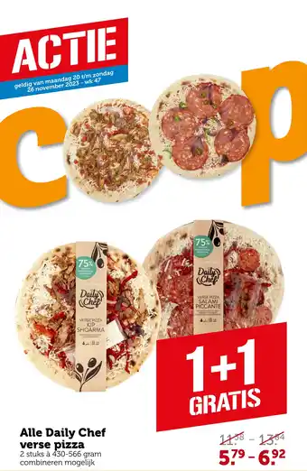 Coop Alle Daily Chef verse pizza aanbieding