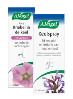 De Online Drogist A.vogel keelspray 30ml + hoestspray droge kriebelhoest 30ml combiverpakking 2st aanbieding
