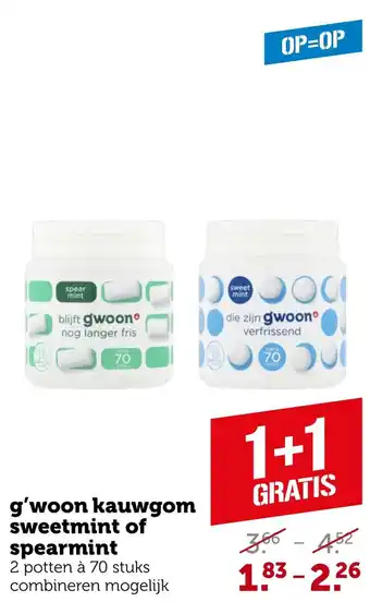 CoopCompact g'woon kauwgom sweetmint of spearmint aanbieding