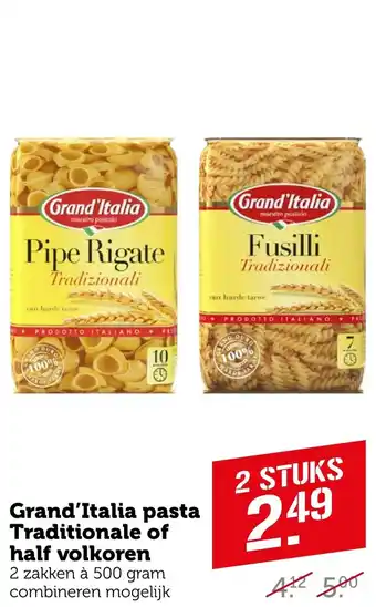 CoopCompact Grand'Italia pasta Traditionale of half volkoren aanbieding