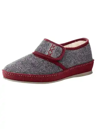 Klingel Pantoffel in mooie viltlook schawos grijs/bordeaux aanbieding