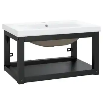 fonQ Vidaxl wastafelframe met inbouwwastafel ijzer zwart aanbieding