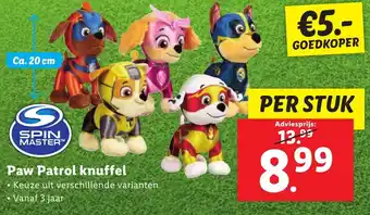 Lidl Paw Patrol knuffel aanbieding