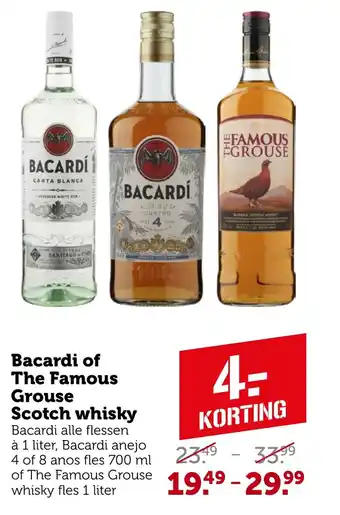 Coop Bacardi of The Famous Grouse Scotch whisky aanbieding