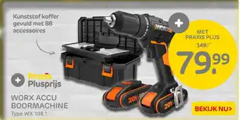 Praxis WORX ACCU BOORMACHINE aanbieding