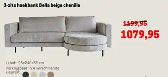 Dimehouse 3-zits hoekbank bella beige chenille aanbieding