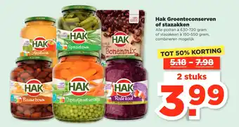 PLUS Hak groenteconserven of stazakken aanbieding