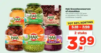 PLUS Hak Groenteconserven of stazakken aanbieding