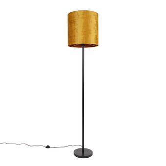 Lampenlicht.nl Klassieke vloerlamp zwart kap goud 40 cm - simplo aanbieding