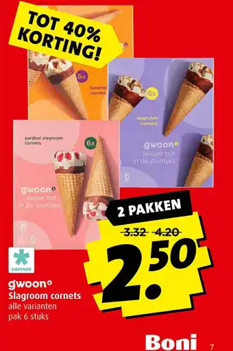 Boni gwoono Slagroom cornets aanbieding