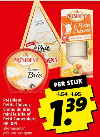 Boni Président Petits Chèvres, Crème de Brie, mini le Brie of Petit Camembert aanbieding