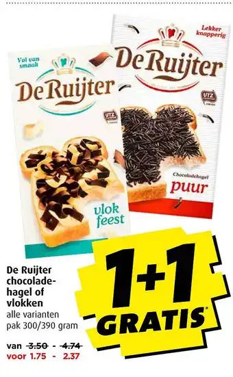 Boni De Ruijter chocolade- hagel of vlokken aanbieding