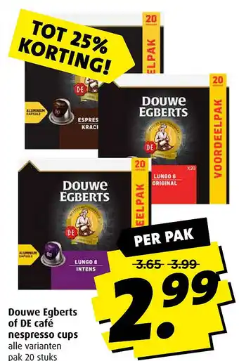 Boni Douwe Egberts of DE café nespress o cUpS aanbieding