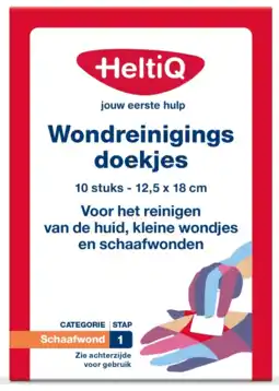 De Online Drogist Heltiq wondreinigingsdoekjes - schaafwond stap 1 - 10st aanbieding