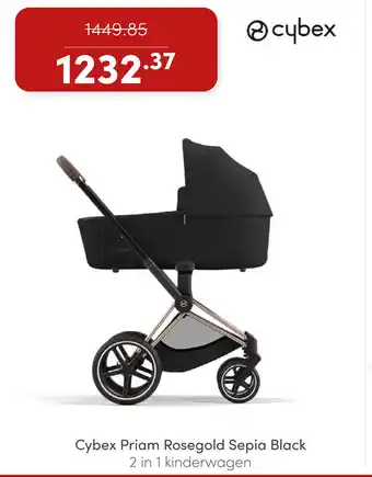 Baby & Tiener Cybex Priam Rosegold Sepia Black 2 in 1 kinderwagen aanbieding