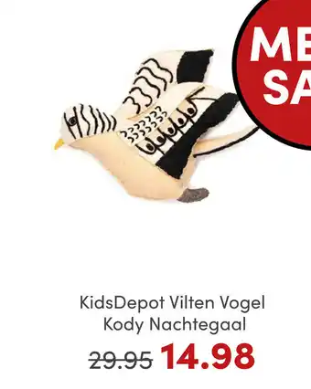 Baby & Tiener KidsDepot Vilten Vogel Kody Nachtegaal aanbieding