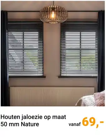 Raamdecoratie.com Houten jaloezie op maat 50 mm nature aanbieding