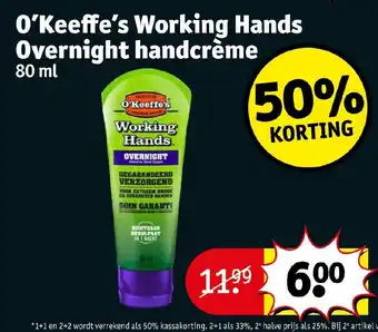 Kruidvat O'Keeffe's Working Hands Overnight handcrème 80 ml aanbieding