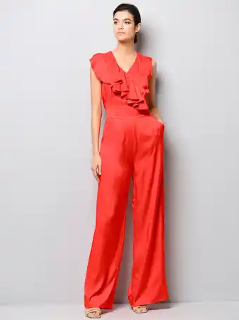 Klingel Jumpsuit met volant bij de hals alba moda koraal aanbieding