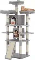 Bol.com Acaza - krabpaal - krabpaal voor grote katten - kattenboom - 172 cm hoog - lichtgrijs aanbieding