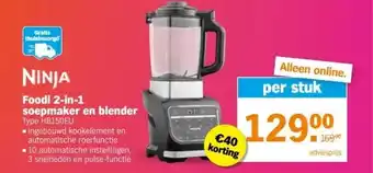 Albert Heijn NINJA Foodi 2-in-1 soepmaker en blender Type HB150EU aanbieding