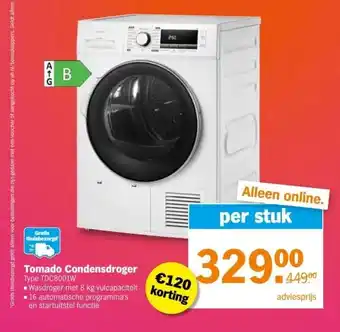 Albert Heijn Tomado Condensdroger Type TDC8001W aanbieding