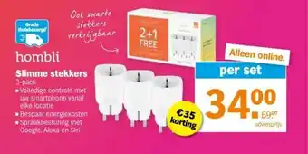 Albert Heijn hombli Slimme stekkers 3-pack aanbieding