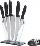 Bol.com Kitchenbrothers messenset - messenblok - 7-delig - met messenslijper - rvs/zwart aanbieding