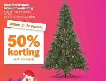 Albert Heijn Kunstkerstboom inclusief verlichting 180 cm met 140 lampjes per stuk adviesprijs: 119.99 voor 59.99 aanbieding