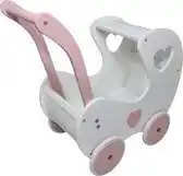 Bol.com Playwood-houten poppenwagen xl wit klassiek met hartjes zonder dekje aanbieding