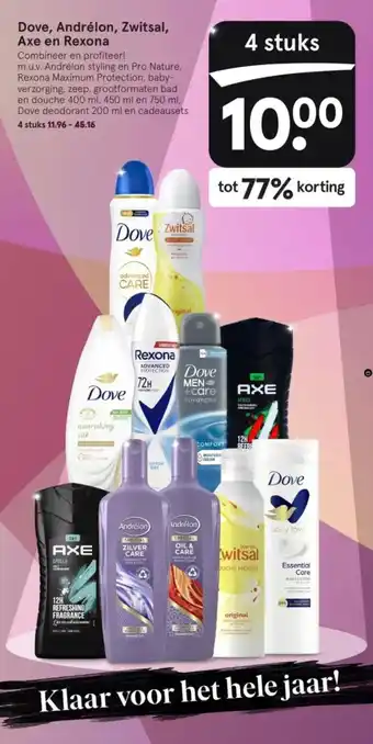 Etos Dove, Andrélon, Zwitsal, Axe en Rexona aanbieding